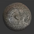 Wooden Acorn Shaped Container With Scaly Texture Lid And Weathered Cracks On Dark Background