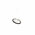 Modern Chandelier With White Spherical Shade And Metal Rings On Blue Geometric Wall