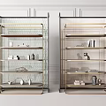 Modern Open Multi Layer Shelving Unit With Metal Frame And Decorative Items 3d model