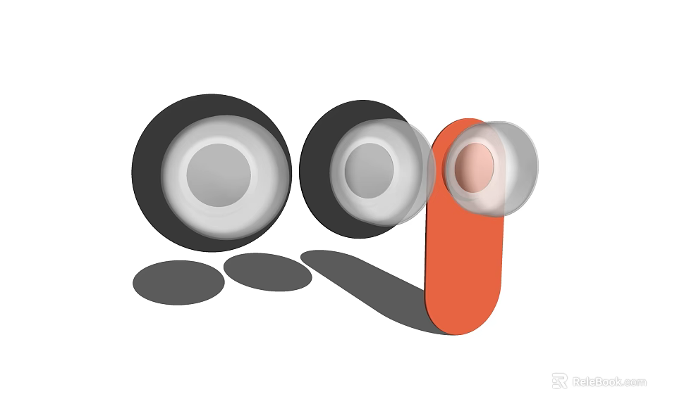 Modern Wall Lamp With Round Shade And Black White Orange Design Elements 3d model 