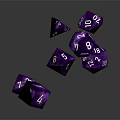 Shiny Purple Polyhedral Dice With Numbers Floating On Dark Background