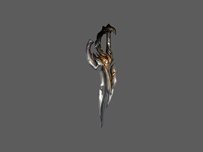 Ornate Fantasy Weapon Featuring Metallic Blade Intricate Designs Decorative Hilt And Golden Accents 3d model