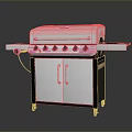 Stainless Steel Outdoor Gas Grill With Multiple Control Knobs Storage Cabinet And Wheels 3d model
