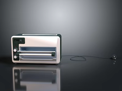 Sleek Modern Electric Toaster With Stainless Steel Body Black Accents And Control Panel 3d model