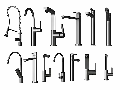 Various Modern Faucet Designs Featuring Different Handle Spout and Structure Styles for Home 3d model