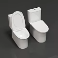 Two White Modern Toilets with Simple Design in Bathroom Interior Setting 3d model
