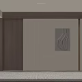 Modern Living Room Interior Design With Beige Walls Wooden Decor Geometric Line Artwork And Bookshelf