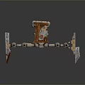 Mechanical Creature With Wooden Body Red Core And Metallic Legs Structure