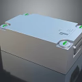 White Square Shaped Battery Unit With Green Buttons And Label