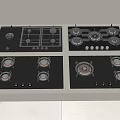 Kitchen Appliances Featuring Modern Gas Stoves With Multiple Burners And Control Knobs 3d model