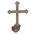 Vintage Cross Shaped Wall Decor With Small Bottom Container Ornament 3d model
