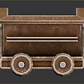 Vintage Rusty Metal Mining Cart With Open Compartment And Four Wheels 3d model