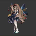 Two Girls Characters With Butterfly Wings And Flower Adorned Hair In Dresses Holding Scrolls