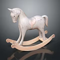 Gray Rocking Horse Toy Crafted with Wooden Building Blocks for Kids Playtime Fun