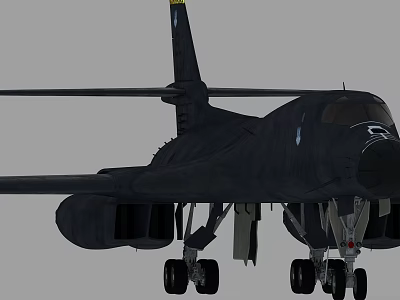 Black Military Fighter Jet With Sleek Design And Extended Landing Gear 3d model