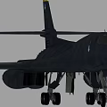 Black Military Fighter Jet With Sleek Design And Extended Landing Gear
