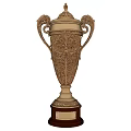 Golden Carved Ornamental Decorative Set With Twin Handles Floral Patterns Wooden Base And Plaque