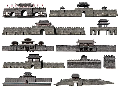 Ancient Chinese Traditional Architecture With Historic Gateways City Walls And Ornate Roofs 3d model