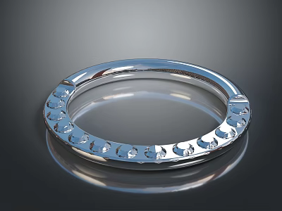 Elegant Silver Diamond Encrusted Bangle Shiny Polished Fashion Accessory For Women 3d model