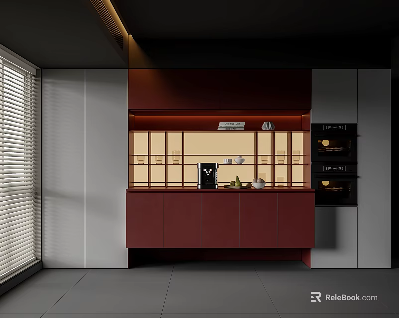 Modern Entryway Cabinet And Side Cabinet With Glass Doors And LED Lighting Design 3d model 