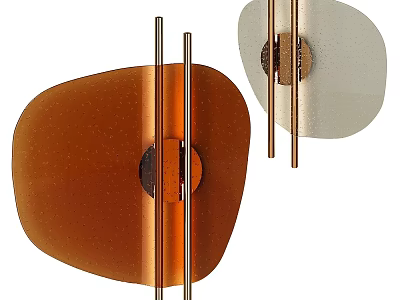 Modern Wall Lamps Orange And Light Colored Glass Shades With Metal Stands Irregular Shape 3d model