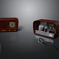 Vintage Computer Device with Exposed Internal Components and Classic Brown Design 3d model