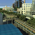 Modern Industrial Plant With Large Storage Tanks Conveyor Belts Pipes And Green Trees