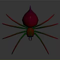 Colorful Spider with Red Body Green and Red Gradient Legs and Purple Mouthparts