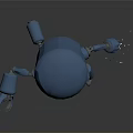 Blue Robot Character Design With Dome Head Yellow Eyes Mechanical Claw Arms And Sparks