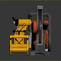 Heavy Duty Industrial Cutting Equipment With Large Red And Yellow Cutting Disc