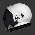White Modern Helmet With Smooth Glossy Surface Reflective Visor And Side Adjustment Buttons 3d model