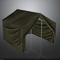 Green Outdoor Camping Tent Structure With Metal Frame And Canvas Cover