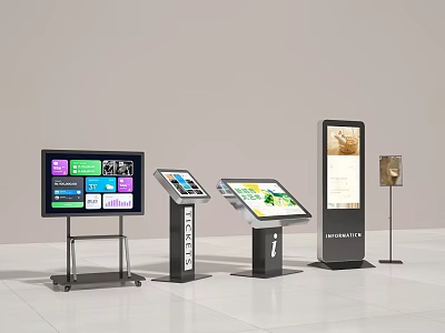 Commercial Interactive Digital Signage With Touch Screen Displays And Information Kiosks 3d model