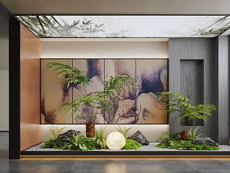 New Chinese Style Indoor Landscape Landscaping Landscape Setches Indoor Landscape Indoor Landscape Bryophytes Plant Pile 3d model