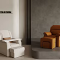 Comfortable Modern Poliform Massage Chairs In White And Orange With Ottoman