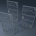 Ornate Metal Swing Doors with Intricate Scrollwork and Decorative Patterns 3d model