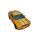 Yellow Muscle Car With White Racing Stripes Black Alloy Wheels Classic Design