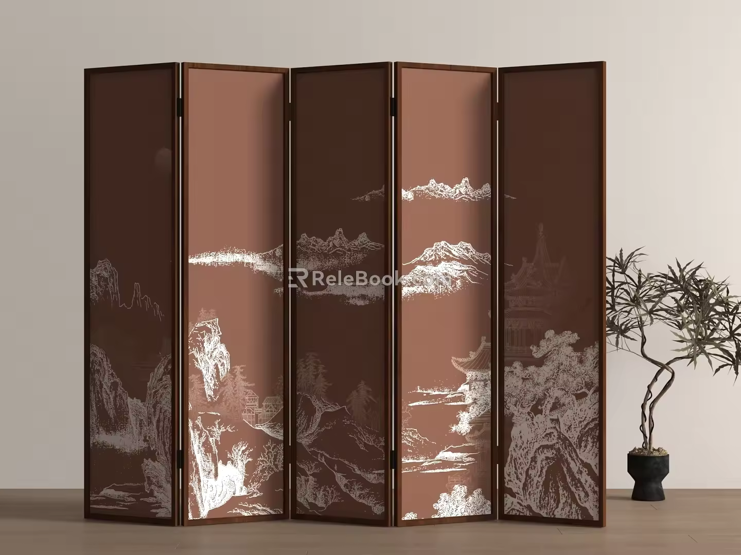 New Chinese-style screen partition 3d model