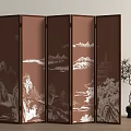 New Chinese-style screen partition 3d model