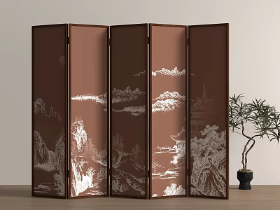 New Chinese-style screen partition 3d model