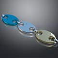 Fashionable Metallic Necklace With Blue Silver Gold Oval Pendants And Chain
