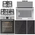 Modern Black Kitchen Appliances Set With Gas Stove Oven Range Hood And Induction Cooktop