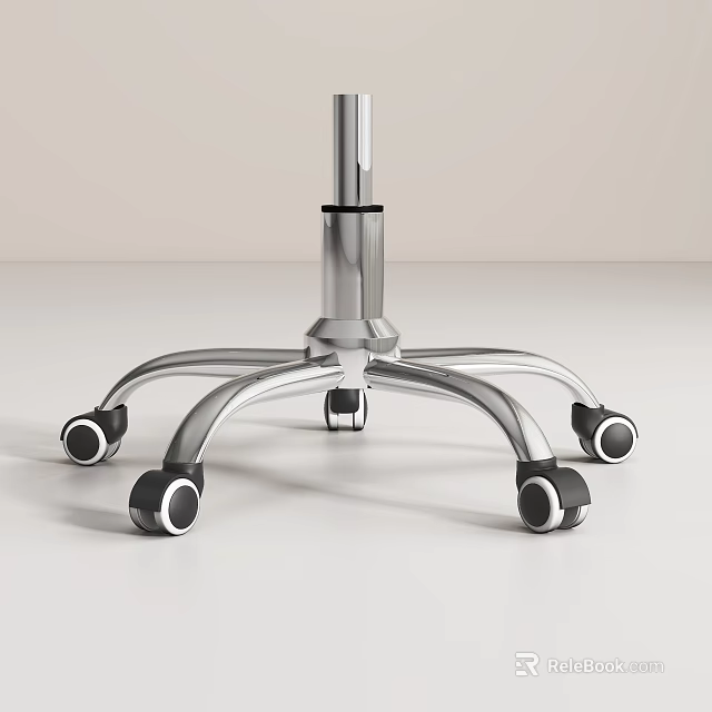 Office Chair Base With Metal Five Star Structure And Smooth Rolling Casters 3d model 