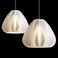 Two Modern White Petal Shaped Pendant Lights With Warm Glowing Effect 3d model