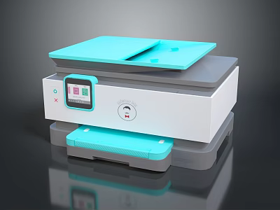 Modern Multifunctional Office Appliance With Blue White Design LCD Display And Efficient Features 3d model