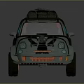Tactical Military Vehicle With Biohazard Symbol Roof Equipment Orange Wheels And Protective Mesh