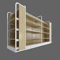 Modern Retail Display Shelves With Wooden Layers And White Metal Frame