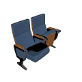 Modern Public Chairs With Deep Blue Seat Backrest Orange Armrests And Metal Frame