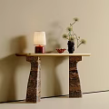 Modern Elegant Console Table in Entryway With Table Lamp Vase And Decorative Bowl
