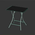 Blue Top Folding Table With White Metal Frame And Portable Design